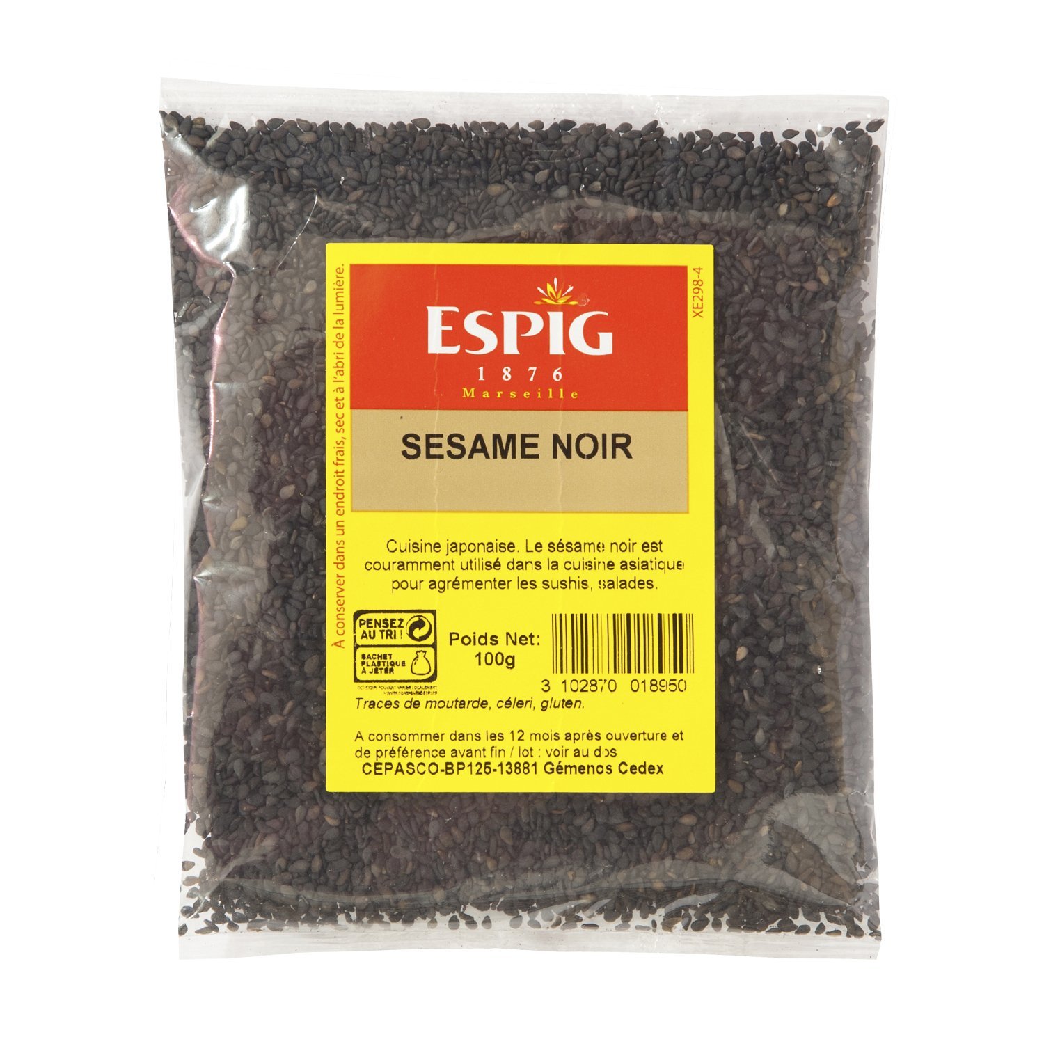 3102870018950 Sésame noir entier Espig 1Kg - épice professionnelle grossiste