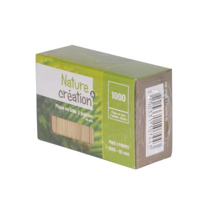 Pique en bois 65 mm 2 pointes (carton 50x1000)